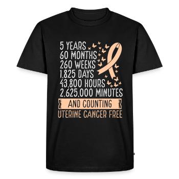Mouvement du ruban sans cancer de l’utérus de 5 ans - T-shirt Premium bio Homme - noir - Devant - Nico (187cm)