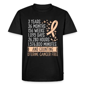 3 Years Uterine Cancer Free Ribbon Movement - Men's Premium Organic T-Shirt - black - Front - Nico (187cm)