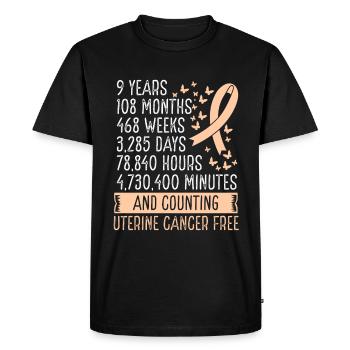 9 Years Uterine Cancer Free Ribbon Movement - Men's Premium Organic T-Shirt - black - Front - Nico (187cm)