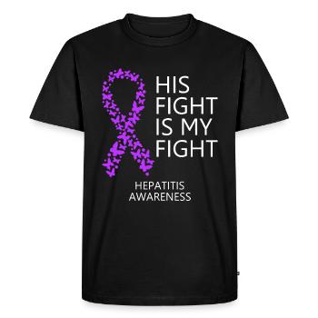Autoimmune Hepatitis Ribbon His Fight is my Fight - Men's Premium Organic T-Shirt - black - Front - Nico (187cm)