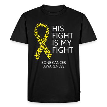 Mois du ruban du cancer des os Son combat est mon combat - T-shirt Premium bio Homme - noir - Devant - Nico (187cm)