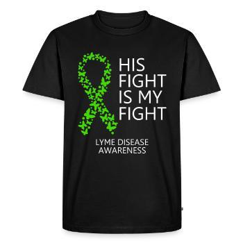 Mois du ruban de la maladie de Lyme Son combat est mon combat - T-shirt Premium bio Homme - noir - Devant - Nico (187cm)
