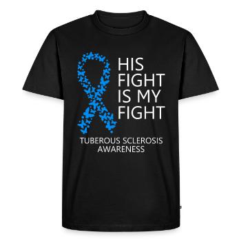 Tuberous Sclerosis Ribbon His Fight is my Fight - Men's Premium Organic T-Shirt - black - Front - Nico (187cm)
