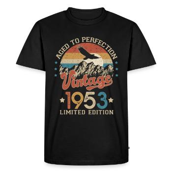1953 Humor Anniversary 70 Years Age Perfection - Men's Premium Organic T-Shirt - black - Front - Nico (187cm)