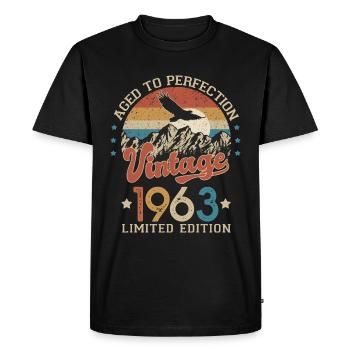 1963 Humour anniversaire 60 ans âge perfection - T-shirt Premium bio Homme - noir - Devant - Nico (187cm)