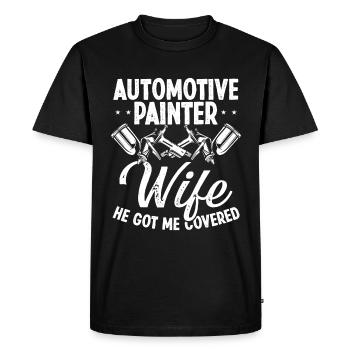 Peinture Femme Il m’a couvert Peintre de voiture - T-shirt Premium bio Homme - noir - Devant - Nico (187cm)