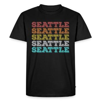 Seattle Rétro - T-shirt Premium bio Homme - noir - Devant - Nico (187cm)
