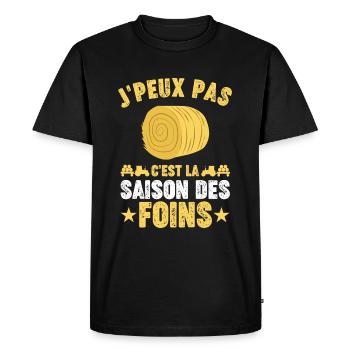 J'peux Pas C'est La Saison Des Foins - T-shirt Premium bio Homme - noir - Devant - Nico (187cm)