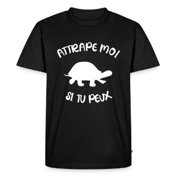 Attrape-Moi Si Tu Peux | Tortue - T-shirt Premium bio Homme - noir - Devant - Nico (187cm)