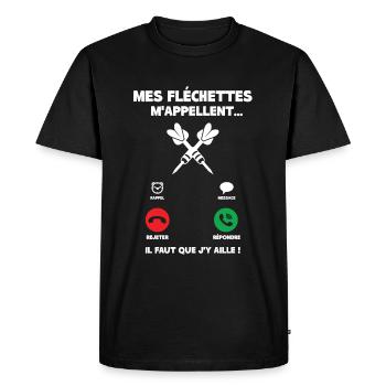 Mes Fléchettes M'appellent - T-shirt Premium bio Homme - noir - Devant - Nico (187cm)