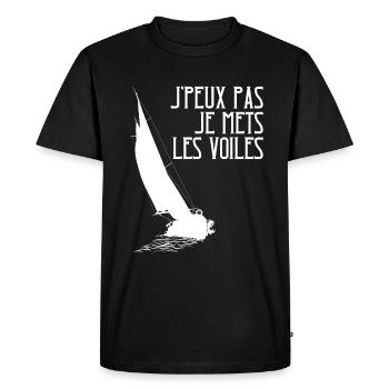 J'peux Pas Je Mets Les Voiles - T-shirt Premium bio Homme - noir - Devant - Nico (187cm)