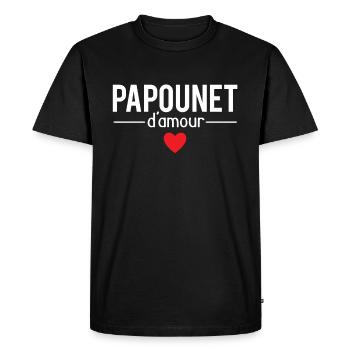 Papounet d'amour meilleur papa fête des pères - T-shirt Premium bio Homme - noir - Devant - Nico (187cm)