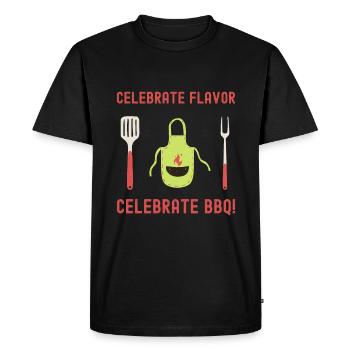 Celebrate the taste - make BBQ grill slogan - Men's Premium Organic T-Shirt - black - Front - Nico (187cm)