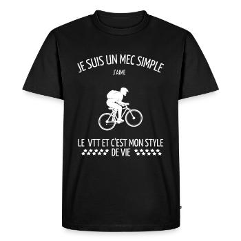 Je suis un mec simple j'aime le vélo - T-shirt Premium bio Homme - noir - Devant - Nico (187cm)