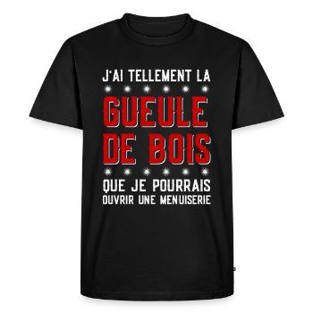 Humour Gueule de Bois Fêtard Fêtarde - T-shirt Premium bio Homme - noir - Devant - Nico (187cm)