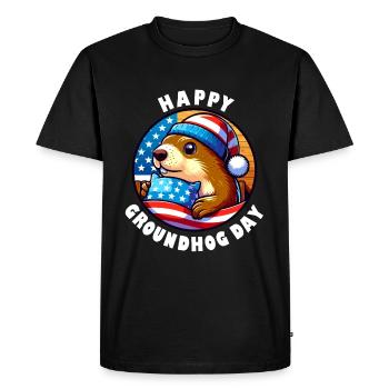 Marmotte Joyeux Jour de la marmotte Printemps Amérique - T-shirt Premium bio Homme - noir - Devant - Nico (187cm)