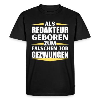 Editor landed in the wrong job - Men's Premium Organic T-Shirt - black - Front - Nico (187cm)