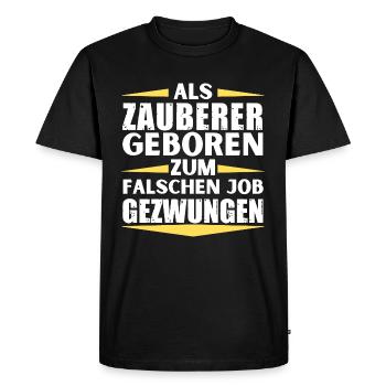 Wizard a atterri dans le mauvais emploi - T-shirt Premium bio Homme - noir - Devant - Nico (187cm)