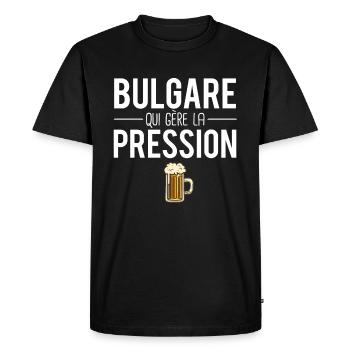 Bulgare qui gère la pression cadeau papa bulgare - T-shirt Premium bio Homme - noir - Devant - Nico (187cm)