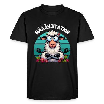 Méditation Yoga Mouton Lotus Pose Drôle Professeur de Yoga - T-shirt Premium bio Homme - noir - Devant - Nico (187cm)
