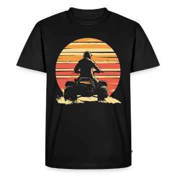 Quad quad coucher de soleil vintage - T-shirt Premium bio Homme - noir - Devant - Nico (187cm)