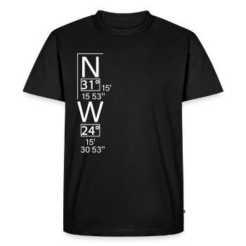 Atlantis coordonnées cartes nord numéros cadeau - T-shirt Premium bio Homme - noir - Devant - Nico (187cm)