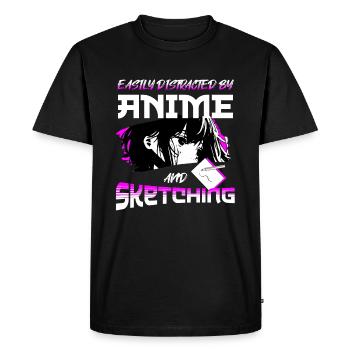 Facilement distrait par l’anime et le sketch - T-shirt Premium bio Homme - noir - Devant - Nico (187cm)