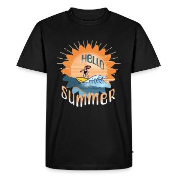 Allô Été Surfeur Planche de surf Femme Vacances d’été - T-shirt Premium bio Homme - noir - Devant - Nico (187cm)