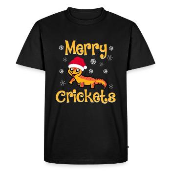 Drôle de joyeux grillons Reptile Lézard de Noël - T-shirt Premium bio Homme - noir - Devant - Nico (187cm)