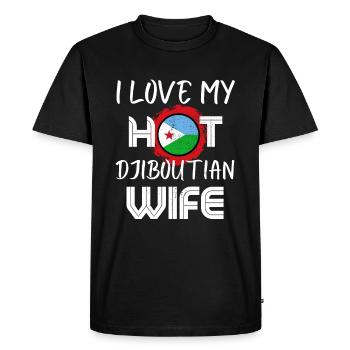 C’est drôle j’aime mon mari djiboutien chaud - T-shirt Premium bio Homme - noir - Devant - Nico (187cm)