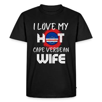 C’est drôle j’aime mon mari chaud capverdien - T-shirt Premium bio Homme - noir - Devant - Nico (187cm)