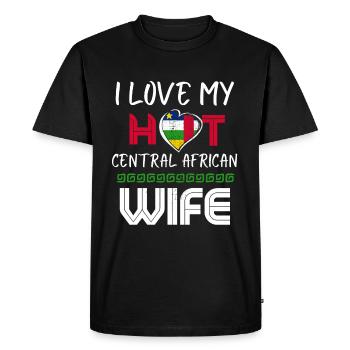 Funny I Love My Hot Central African Wife Husband - Men's Premium Organic T-Shirt - black - Front - Nico (187cm)