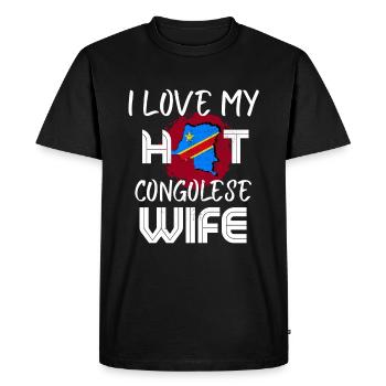 Funny I Love My Hot Congolese Wife Husband - Men's Premium Organic T-Shirt - black - Front - Nico (187cm)