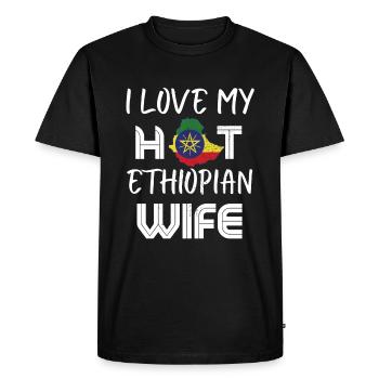 C’est drôle que j’aime mon mari éthiopien chaud - T-shirt Premium bio Homme - noir - Devant - Nico (187cm)