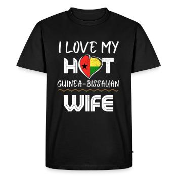 C’est drôle j’aime mon mari chaud de Guinée-Bisauan - T-shirt Premium bio Homme - noir - Devant - Nico (187cm)