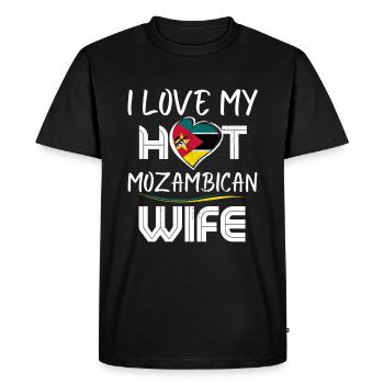 Funny I Love My Hot Mozambican Wife Husband - Men's Premium Organic T-Shirt - black - Front - Nico (187cm)