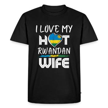 C’est drôle que j’aime mon mari rwandais chaud - T-shirt Premium bio Homme - noir - Devant - Nico (187cm)