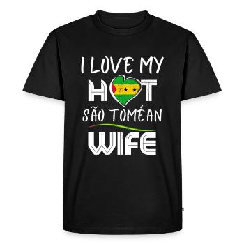 Funny I Love My Hot São Toméan Wife Husband - Men's Premium Organic T-Shirt - black - Front - Nico (187cm)