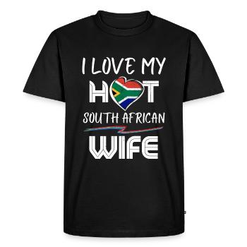 Funny I Love My Hot South African Wife Husband - Men's Premium Organic T-Shirt - black - Front - Nico (187cm)