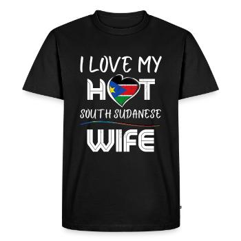 C’est drôle que j’aime mon mari sud-soudanais chaud - T-shirt Premium bio Homme - noir - Devant - Nico (187cm)