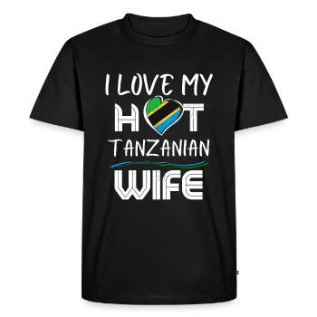 C’est drôle que j’aime mon mari tanzanien chaud - T-shirt Premium bio Homme - noir - Devant - Nico (187cm)