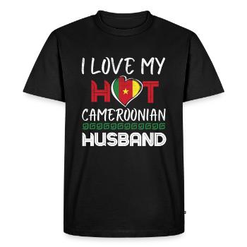 Funny Cameroonian Husband - Men's Premium Organic T-Shirt - black - Front - Nico (187cm)