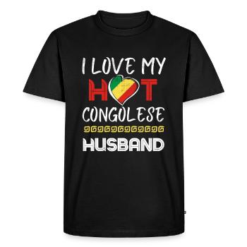 Funny Congolese Husband Proud Wife - Men's Premium Organic T-Shirt - black - Front - Nico (187cm)