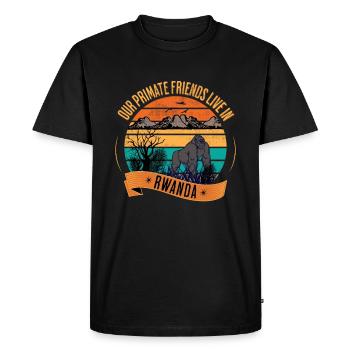 Rwanda Gorille Nos amis Primates - T-shirt Premium bio Homme - noir - Devant - Nico (187cm)