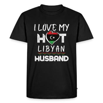 Funny Libyan Husband Proud Wife - Men's Premium Organic T-Shirt - black - Front - Nico (187cm)