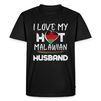 Funny Malawian Husband Proud Wife - Men's Premium Organic T-Shirt - black - Front - Nico (187cm)