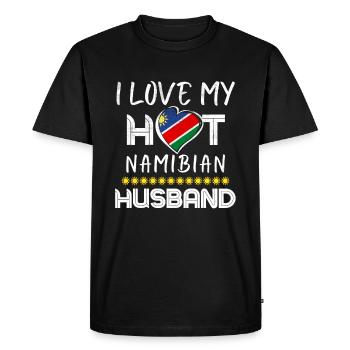 Drôle De Namibie Mari Fière Femme - T-shirt Premium bio Homme - noir - Devant - Nico (187cm)