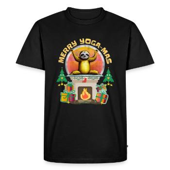 Merry Yoga-Mas Meditating Sloth Namaste Christmas - Men's Premium Organic T-Shirt - black - Front - Nico (187cm)
