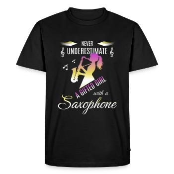Saxophone fille Saxophone joueur cadeau - T-shirt Premium bio Homme - noir - Devant - Nico (187cm)