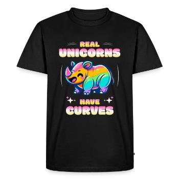 Les vraies licornes ont des courbes Licorne rhinocéros - T-shirt Premium bio Homme - noir - Devant - Nico (187cm)